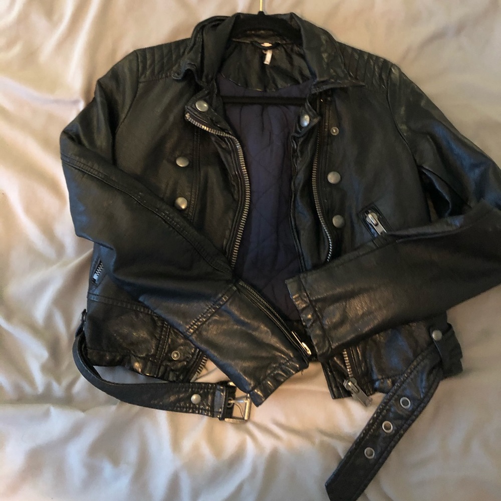Free People Faux leather cropped jacket